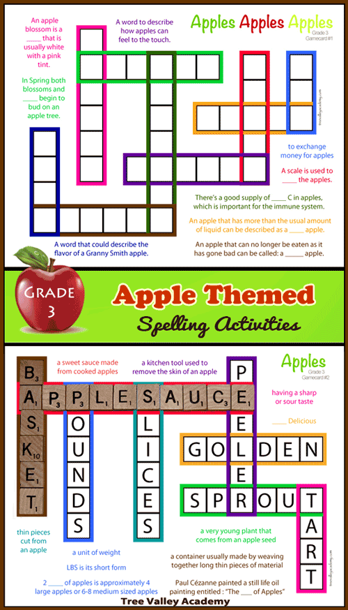 Apple Themed Spelling Activities For Grade 3 Tree Valley Academy