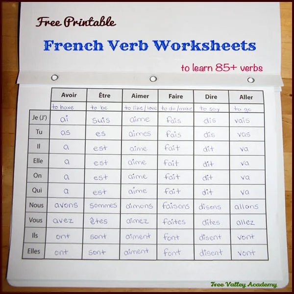 Free Printable French Grammar Worksheets