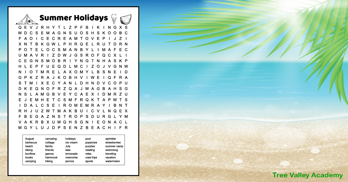 Summer Holiday Word Search