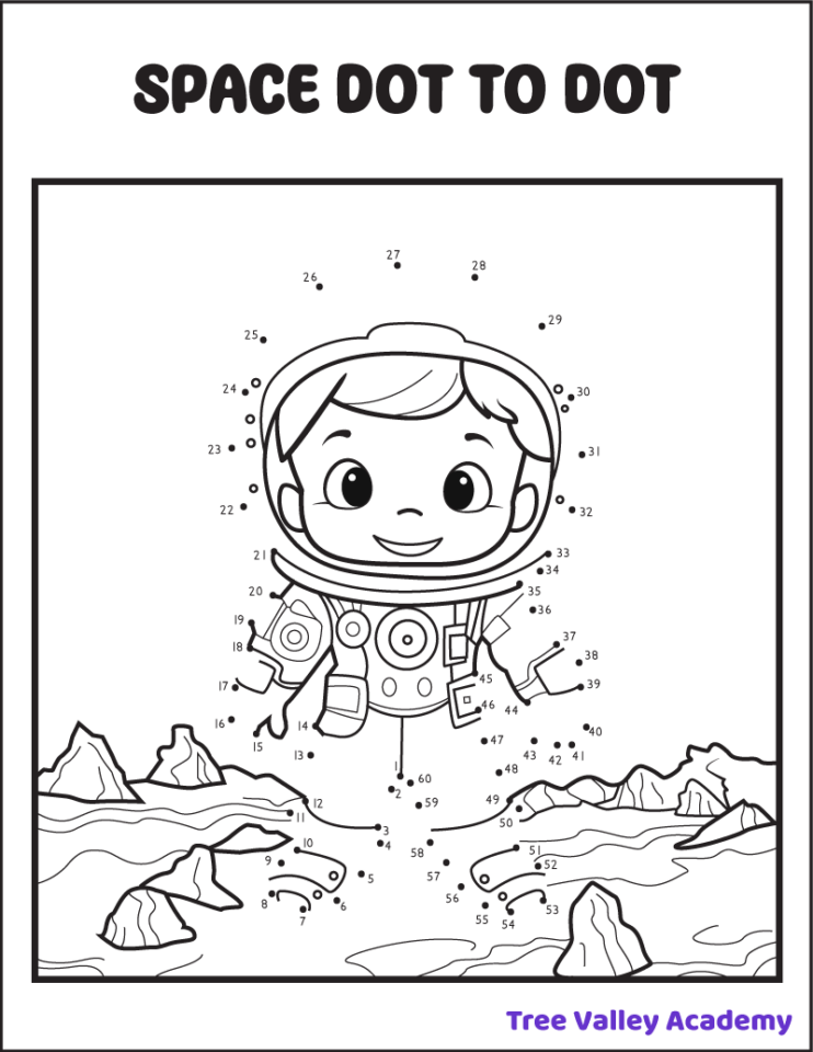 8 Space Dot to Dot Coloring Pages - Tree Valley Academy