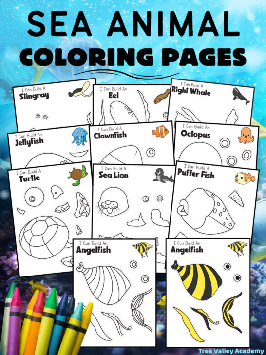 Sea Animals Coloring Crafts - Tree Valley Academy